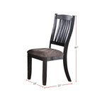 Dark Coffee Fabric Upholstered Slat Back Dining Chair, Set of 2