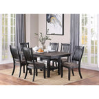 Dark Coffee Fabric Upholstered Slat Back Dining Chair, Set of 2