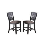 Dark Coffee Fabric Upholstered Slat Back Dining Chair, Set of 2