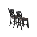 Dark Coffee Fabric Upholstered Slat Back Dining Chair, Set of 2