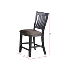 Dark Coffee Fabric Upholstered Slat Back Dining Chair, Set of 2