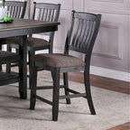 Dark Coffee Fabric Upholstered Slat Back Dining Chair, Set of 2