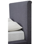 Grey Linen Platform Bed, Mid-Century Style, for 1–2 People (Full/Queen/King)
