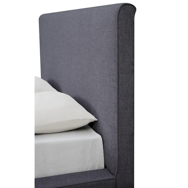 Grey Linen Platform Bed, Mid-Century Style, for 1–2 People (Full/Queen/King)