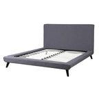 Grey Linen Platform Bed, Mid-Century Style, for 1–2 People (Full/Queen/King)