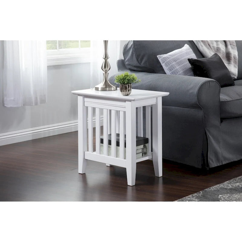Walnut / Espresso / White / Grey Mission-Style Chair Side Table, 1-Person