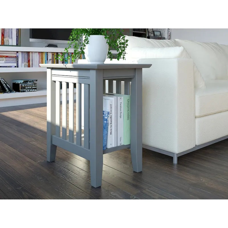 Walnut / Espresso / White / Grey Mission-Style Chair Side Table, 1-Person
