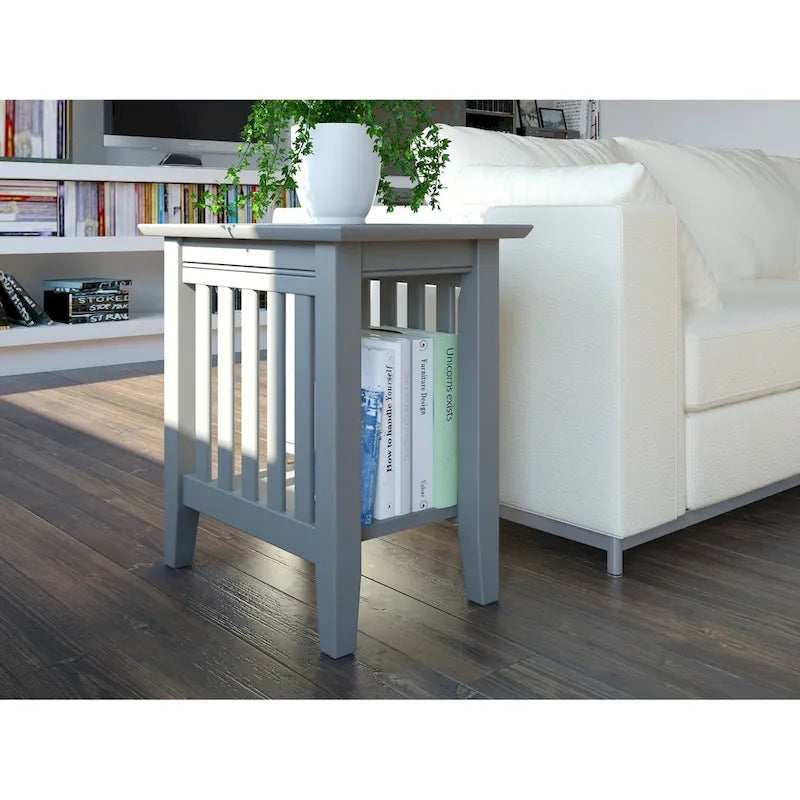 Walnut / Espresso / White / Grey Mission-Style Chair Side Table, 1-Person