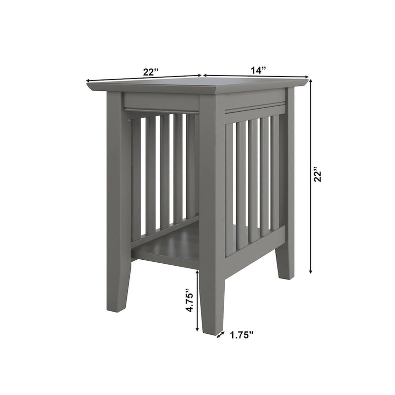Walnut / Espresso / White / Grey Mission-Style Chair Side Table, 1-Person