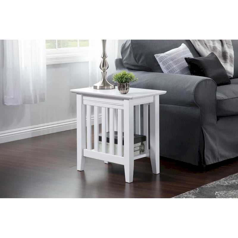Walnut / Espresso / White / Grey Mission-Style Chair Side Table, 1-Person