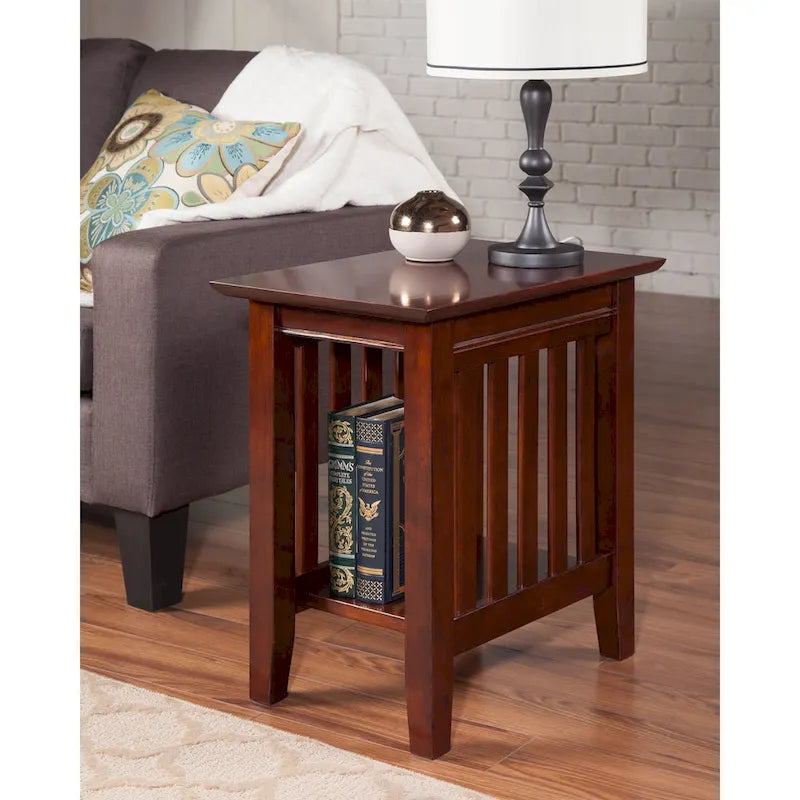 Walnut / Espresso / White / Grey Mission-Style Chair Side Table, 1-Person