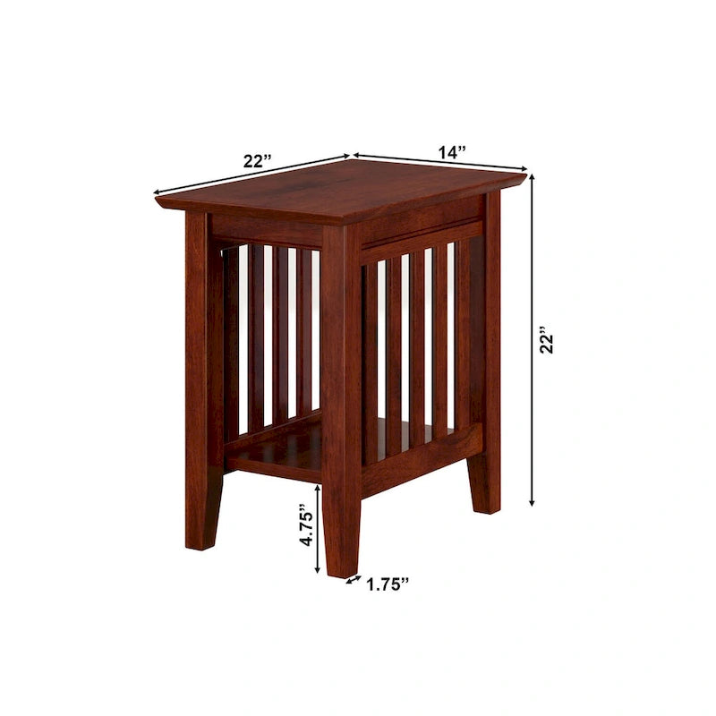 Walnut / Espresso / White / Grey Mission-Style Chair Side Table, 1-Person