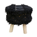 Boho Hand-Woven Fabric Stool, Black / Ivory / Taupe / Dark Brown, Single Seat