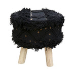 Boho Hand-Woven Fabric Stool, Black / Ivory / Taupe / Dark Brown, Single Seat