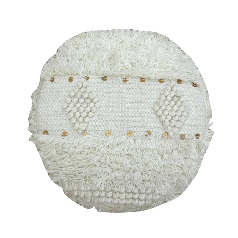 Boho Hand-Woven Fabric Stool, Black / Ivory / Taupe / Dark Brown, Single Seat