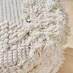 Boho Hand-Woven Fabric Stool, Black / Ivory / Taupe / Dark Brown, Single Seat