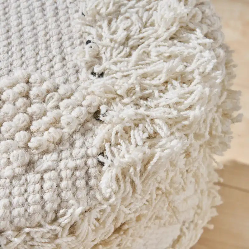 Boho Hand-Woven Fabric Stool, Black / Ivory / Taupe / Dark Brown, Single Seat