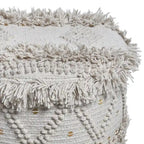 Boho Hand-Woven Fabric Stool, Black / Ivory / Taupe / Dark Brown, Single Seat