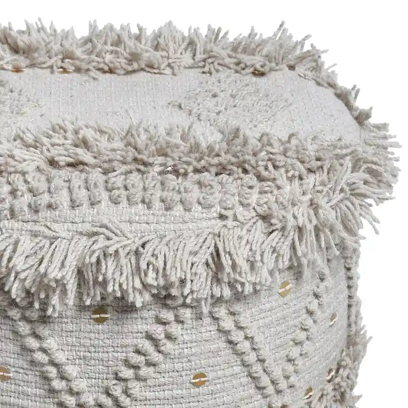Boho Hand-Woven Fabric Stool, Black / Ivory / Taupe / Dark Brown, Single Seat