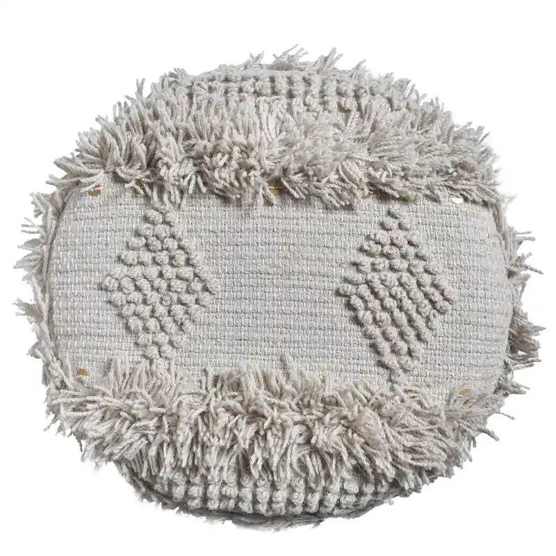 Boho Hand-Woven Fabric Stool, Black / Ivory / Taupe / Dark Brown, Single Seat