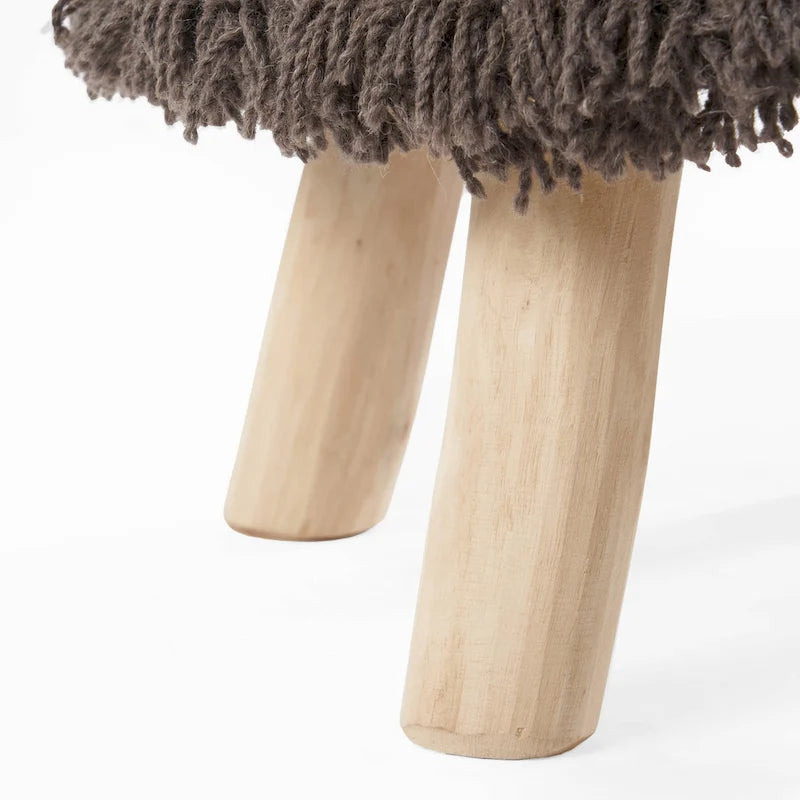 Boho Hand-Woven Fabric Stool, Black / Ivory / Taupe / Dark Brown, Single Seat