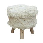 Boho Hand-Woven Fabric Stool, Black / Ivory / Taupe / Dark Brown, Single Seat