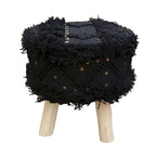 Boho Hand-Woven Fabric Stool, Black / Ivory / Taupe / Dark Brown, Single Seat