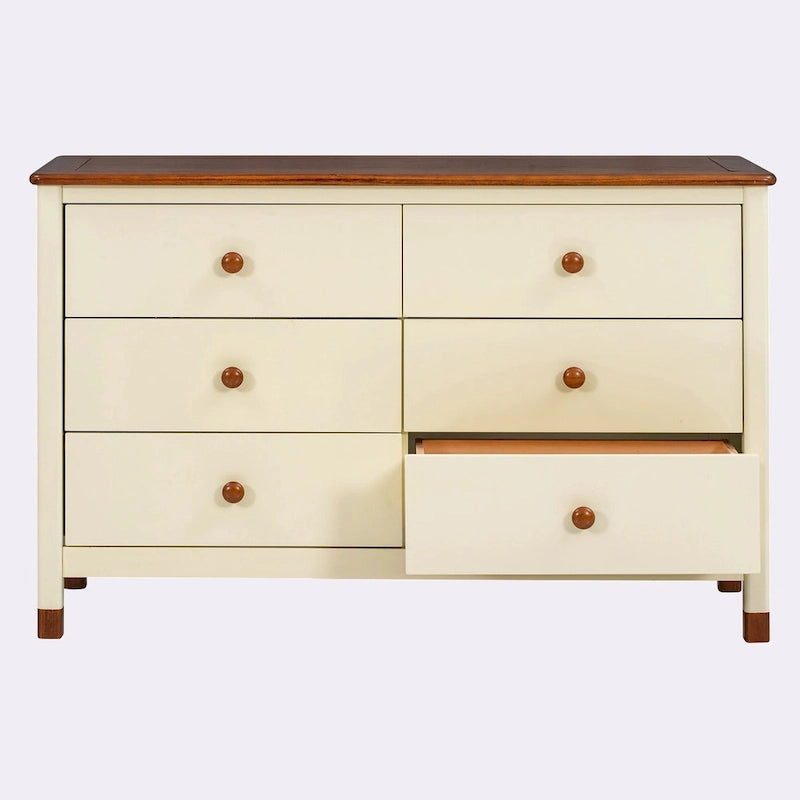 6-Drawer Dresser, White/Grey & Cream/Walnut & White/Pink, 1-Person Assembly, Wood Frame