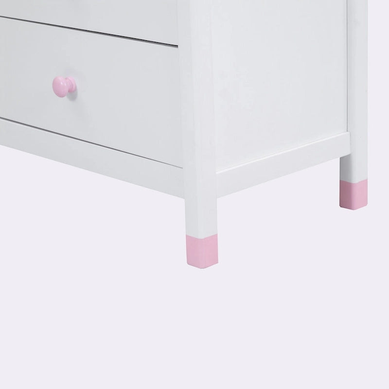 6-Drawer Dresser, White/Grey & Cream/Walnut & White/Pink, 1-Person Assembly, Wood Frame