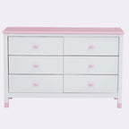 6-Drawer Dresser, White/Grey & Cream/Walnut & White/Pink, 1-Person Assembly, Wood Frame