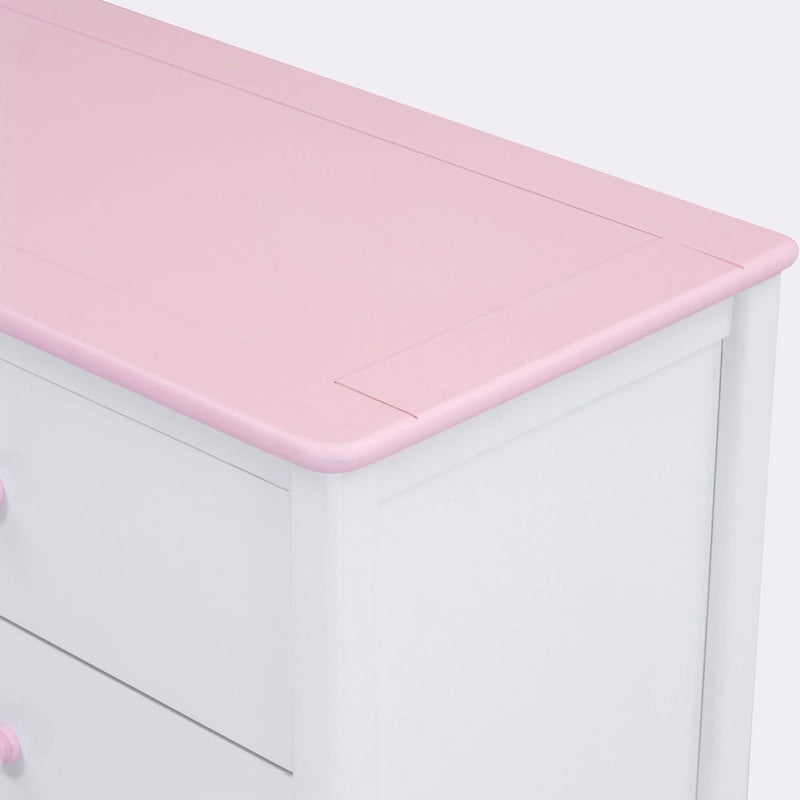 6-Drawer Dresser, White/Grey & Cream/Walnut & White/Pink, 1-Person Assembly, Wood Frame