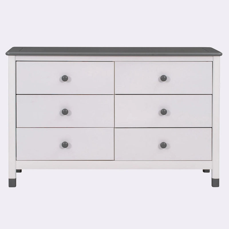 6-Drawer Dresser, White/Grey & Cream/Walnut & White/Pink, 1-Person Assembly, Wood Frame