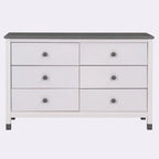 6-Drawer Dresser, White/Grey & Cream/Walnut & White/Pink, 1-Person Assembly, Wood Frame