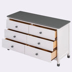 6-Drawer Dresser, White/Grey & Cream/Walnut & White/Pink, 1-Person Assembly, Wood Frame