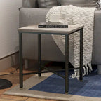 Brown Wood Top Square Side Table, Modern Industrial Style, 1-Person Use