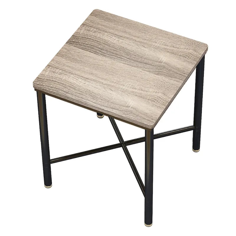 Brown Wood Top Square Side Table, Modern Industrial Style, 1-Person Use