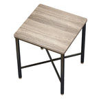 Brown Wood Top Square Side Table, Modern Industrial Style, 1-Person Use