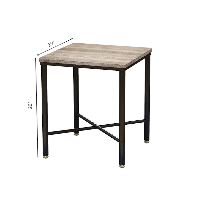 Brown Wood Top Square Side Table, Modern Industrial Style, 1-Person Use