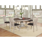Weathered Oak & White Round Dining Table Set, Seats 4