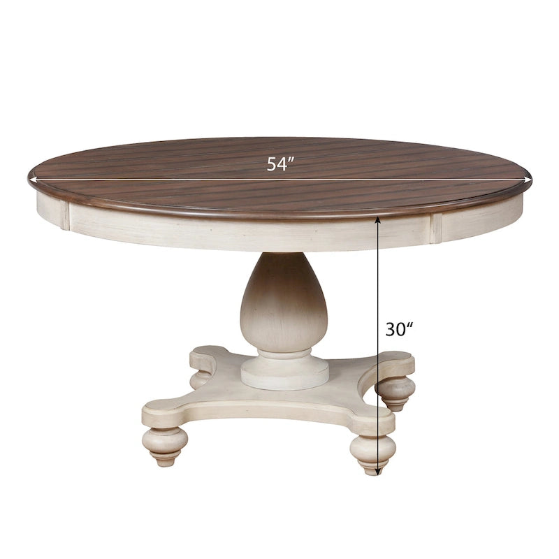 Weathered Oak & White Round Dining Table Set, Seats 4