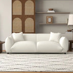 Cream Boucle Fabric Sofa, Mid-Century Tufted Couch, 2-3 Seater