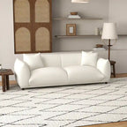 Cream Boucle Fabric Sofa, Mid-Century Tufted Couch, 2-3 Seater