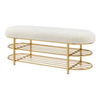Frisly Shearling Fabric Bench w/ Shelf