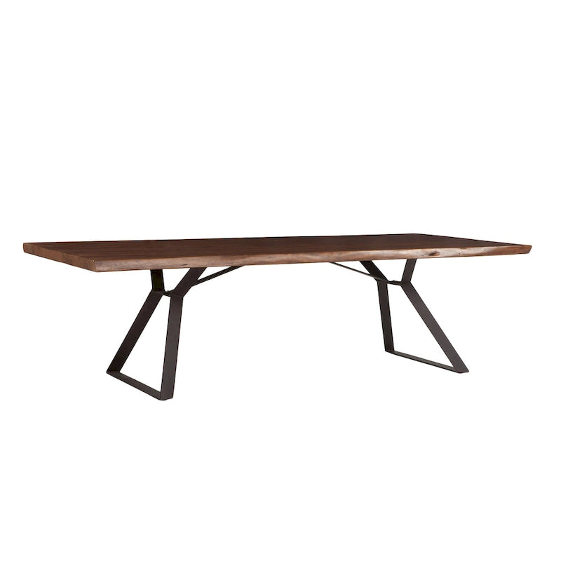 Walnut Finish Live Edge Dining Table, Rectangle Style, Seats 8–10