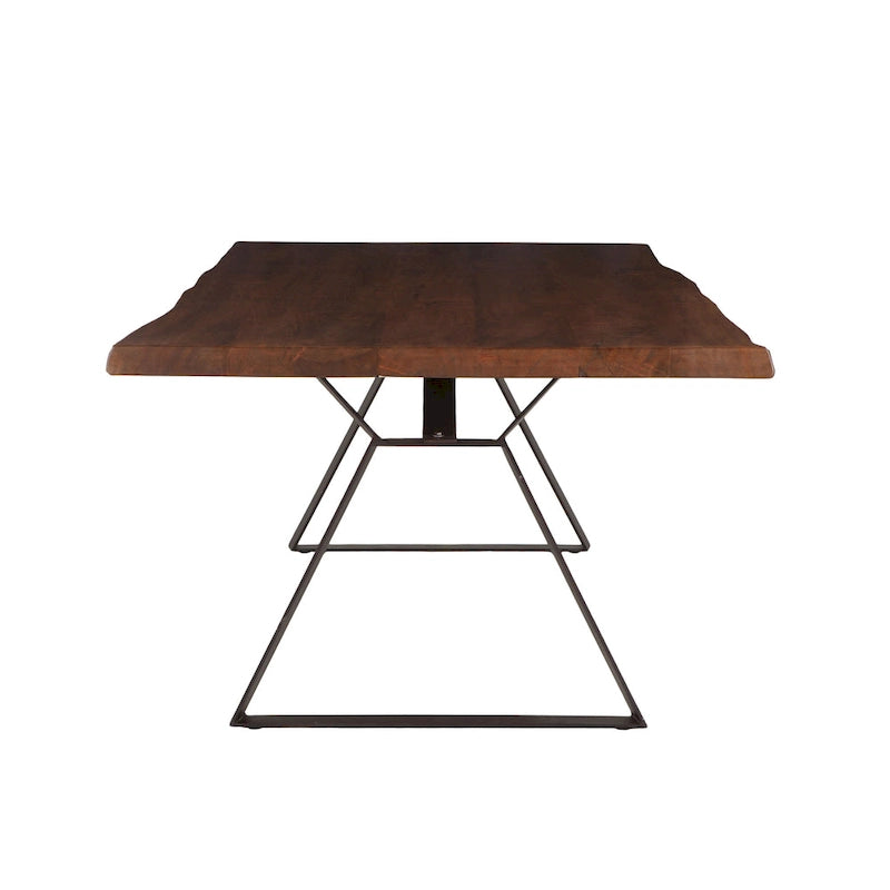 Walnut Finish Live Edge Dining Table, Rectangle Style, Seats 8–10