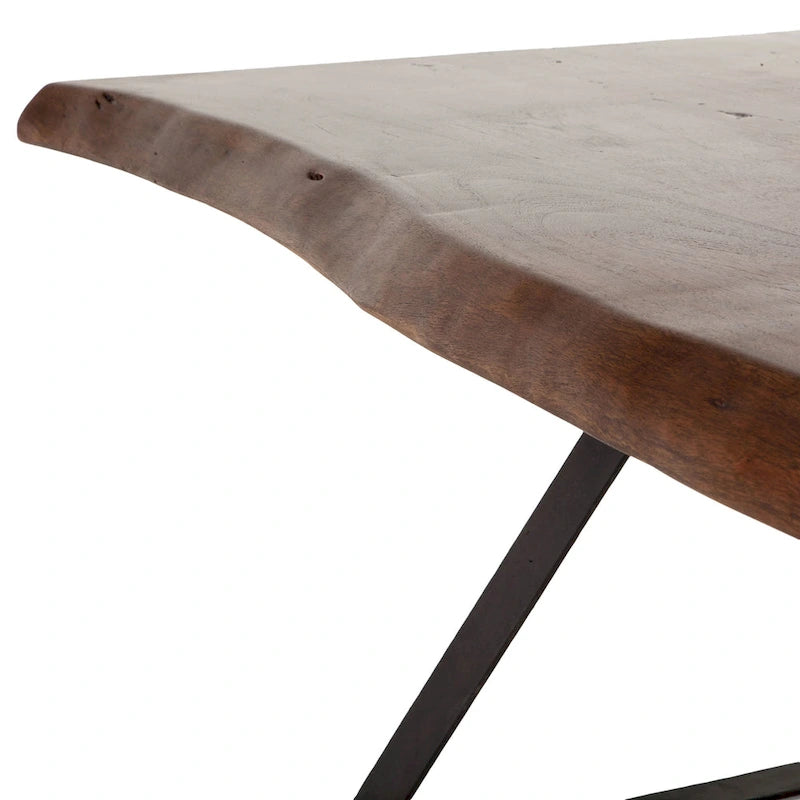 Walnut Finish Live Edge Dining Table, Rectangle Style, Seats 8–10