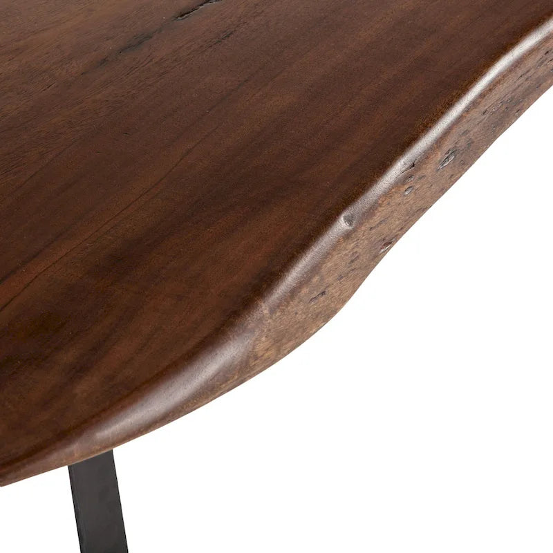 Walnut Finish Live Edge Dining Table, Rectangle Style, Seats 8–10