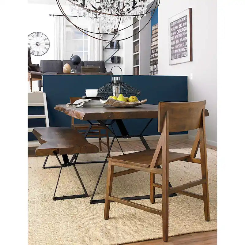 Walnut Finish Live Edge Dining Table, Rectangle Style, Seats 8–10