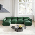 Green / Orange / Beige / Black U-Shape Chenille Sectional Sofa, 4-Seat