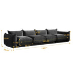 Green / Orange / Beige / Black U-Shape Chenille Sectional Sofa, 4-Seat